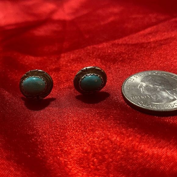 Sterling Turquoise Antique Earrings - Picture 8 of 11